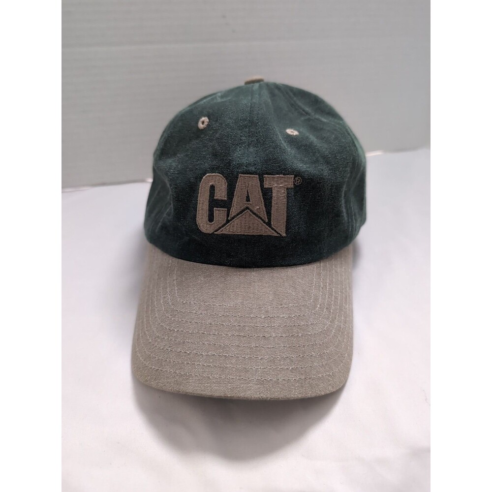 CAT/CATERPILLAR Strapback Hat /Baseball Cap GREEN/KHAKI  OSFM EUC
